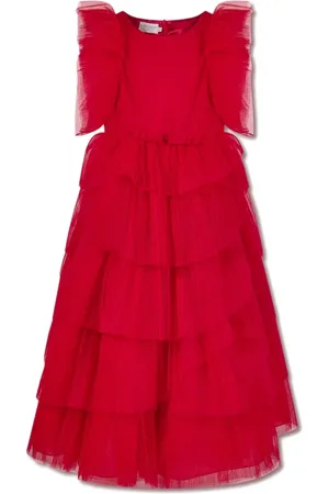 Marchesa Notte Ruffle-detailing zip-up dress