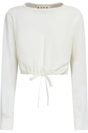 Marni Drawstring-hem cropped silk blouse