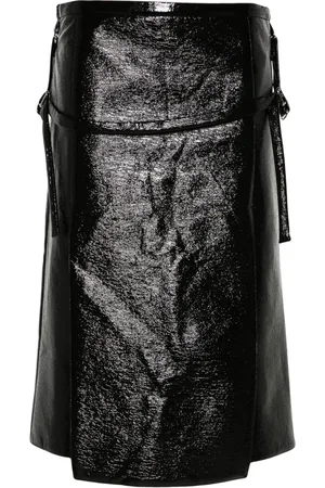 Courrèges Logo-embroidered vinyl midi skirt