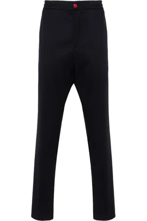 Kiton Logo-patch cotton tapered trousers