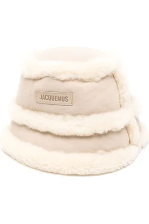 Jacquemus Logo-patch shearling bucket hat
