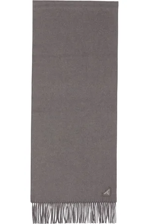 Prada Triangle-logo fringed scarf