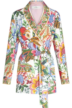 Etro Floral-print belted silk jacket