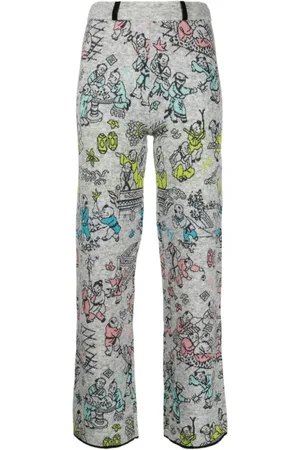 YANYAN KNITS Laza patterned intarsia-knit trousers