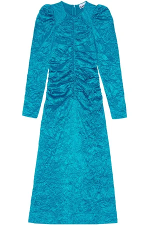 Ganni Crinckled satin midi dress