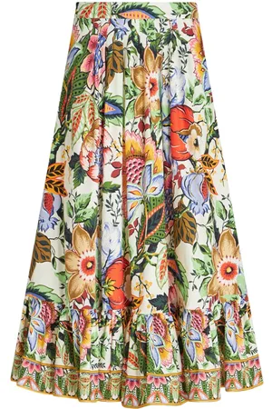 Etro Floral-print pleated midi skirt
