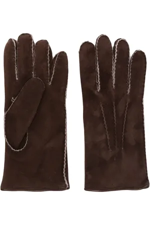 MOORER Contrast-trim suede gloves