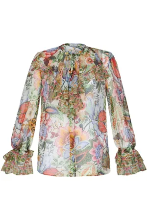Etro Ruffled floral-print silk shirt