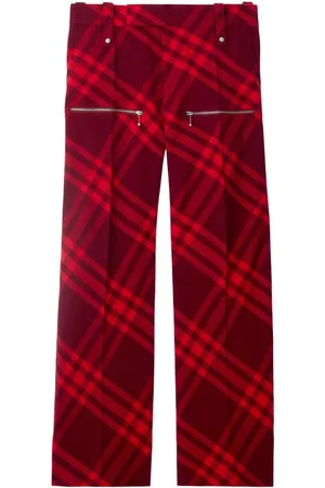 Burberry Plaid-check wide-leg wool trousers
