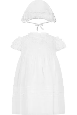 Sarah Louise Smocked ruffled cotton-blend dress (set of two)