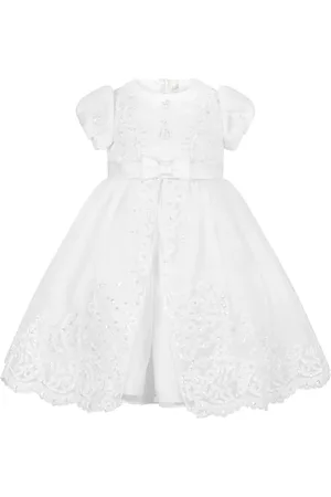 Sarah Louise Floral-embroidered beaded flared dress