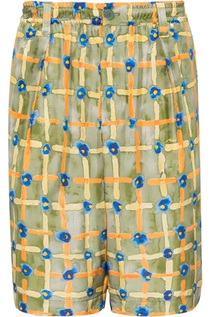 Marni Abstract-print silk Bermuda shorts