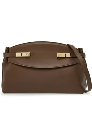 Salvatore Ferragamo Gancini-plaque leather clutch bag