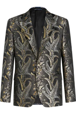 Etro Foliage-jacquard peak-lapels blazer