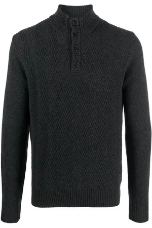 corneliani Herringbone mock-neck jumper