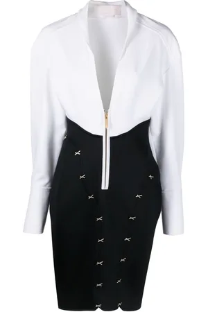 GENNY V-neck zip-up minidress