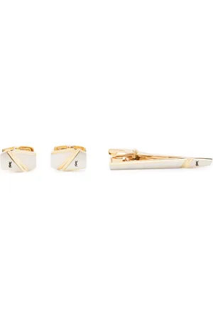Saint Laurent 1980s Cassandre-logo cufflinks and tie clip set