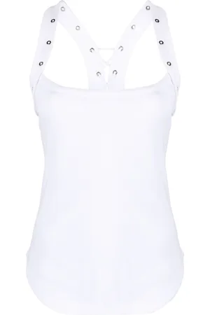 The Attico Eyelet-embellished ribbed-knit tank top