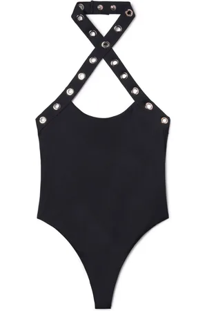 OFF-WHITE Eyelet-embellished halterneck swimsuit