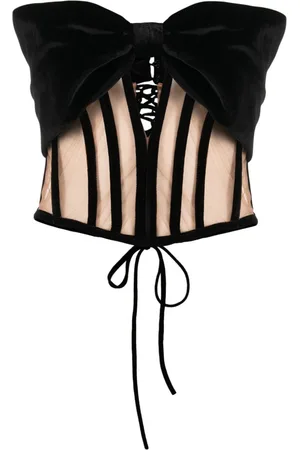 Ana Radu Bow-detail velvet corset top