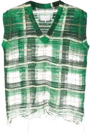 Maison Margiela Distressed checked tank top