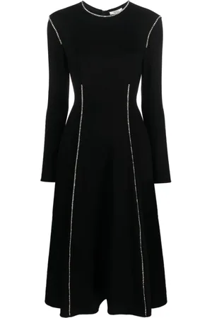 NISSA Crystal-embellished long-sleeves dress