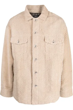 FIVE CM Herringbone textured-finish shirt jacket