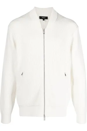 THEORY Cotton-cashmere zip-up cardigan