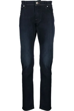 corneliani Logo-embroidered straight jeans