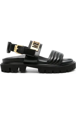 Moschino Logo-plaque chunky leather sandals