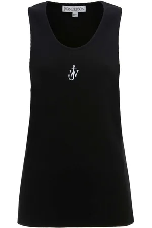 J.W.Anderson Logo-embroidered ribbed-knit top