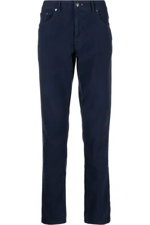 Hackett Moleskin logo-patch straight-leg cotton trousers