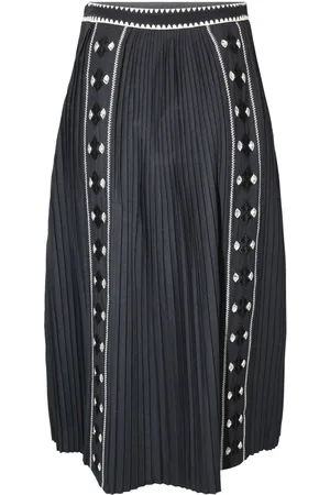 ULLA JOHNSON Sabina pleated embroidered midi skirt
