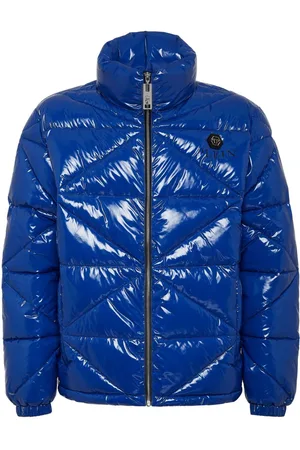 Philipp Plein Hexagon logo-plaque glossy padded jacket