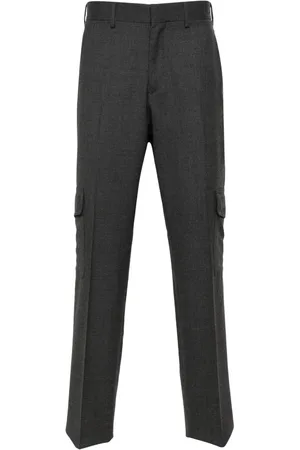 LARDINI Mid-rise wool cargo trousers