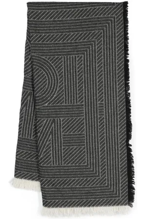 Totême Monogram-jacquard striped fringed scarf