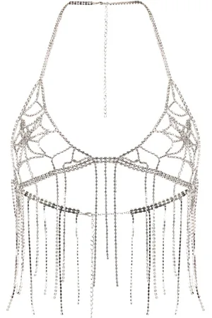 LOULOU X Lit Appeal crystal-embellished triangle-cup top