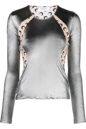 Marine Serre Crescent Moon-panelled jersey top