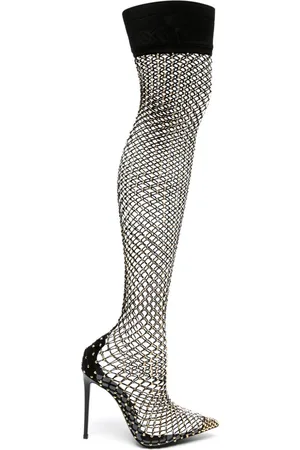 LE SILLA Gilda 120mm rhinestone fishnet boots