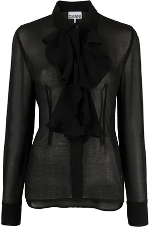 Ganni Ruffled chiffon shirt