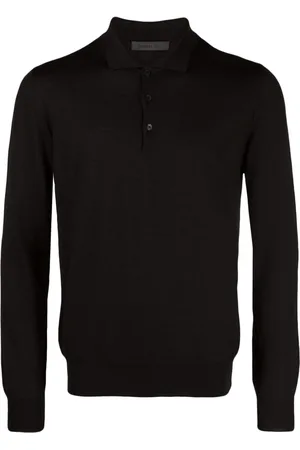 corneliani Mélange-effect wool polo shirt