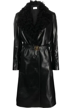 Bally Shearling-collar leather trench-coat