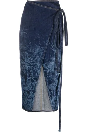 Alanui Jungle Toile de Jouy denim skirt
