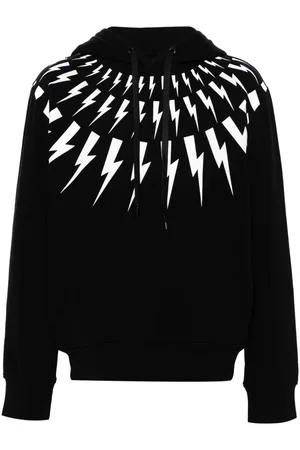 Neil Barrett Thunderbolt-print cotton hoodie