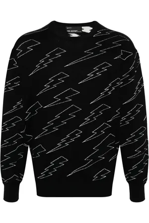 Neil Barrett Thunderbolt-intarsia cotton jumper