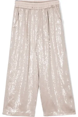Brunello Cucinelli Sequin-embellished wide-leg trousers