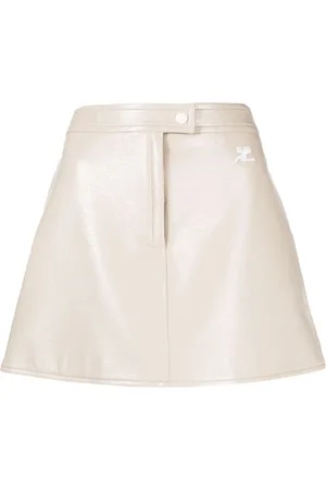 Courrèges Logo-appliqué high-waisted mini skirt