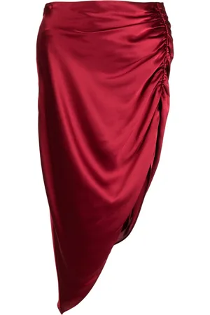Michelle Mason Asymmetric ruched silk skirt