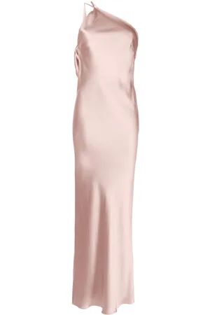 Michelle Mason One-shoulder bias silk gown