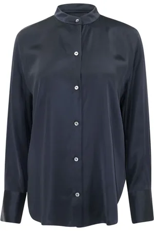 Vince Band-collar satin shirt
